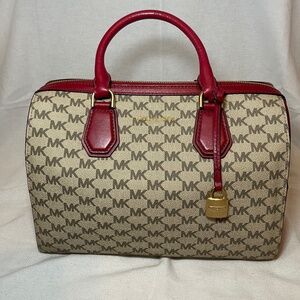 red brown Michael Kors bowling bag